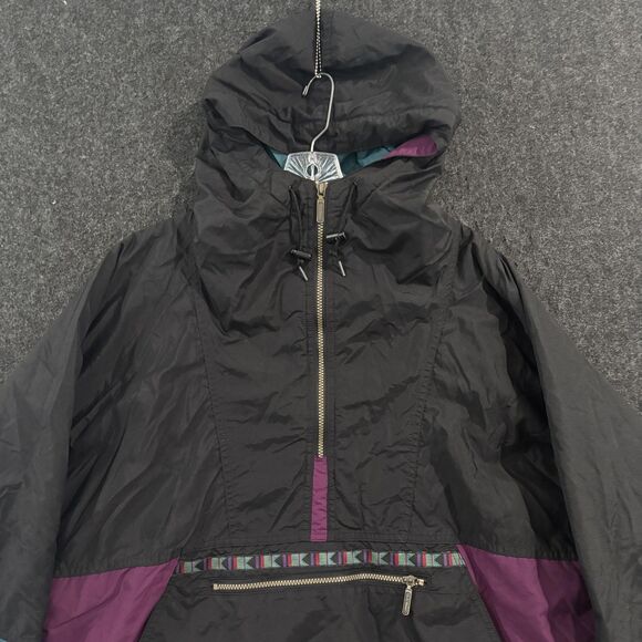 Vintage LL Bean Jacket Men's Large Black Colorblock Hooded Anorak Thinsulate 90s - Picture 2 of 8